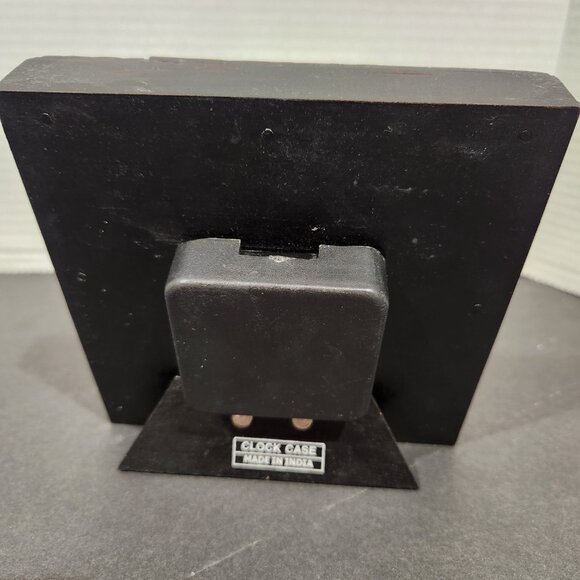 Safari Wood Clock Giraffe Print Shelf Size African Animal Theme Made in India - Picture 4 of 10